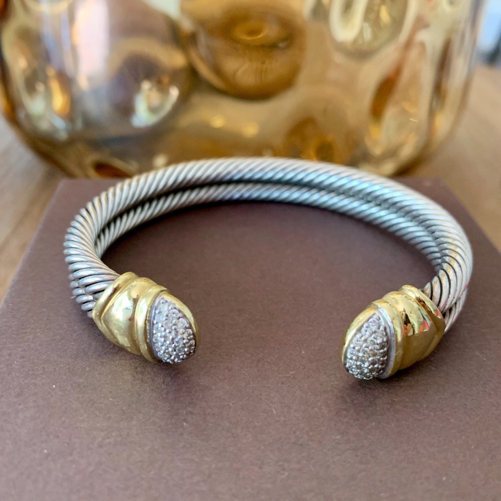 David Yurman Silver/Gold/White 10mm Ss/18k Diamond